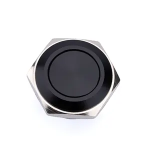 Thin Body Black New Mini Flat Button Metal 1NO Waterproof Super Short 16mm Momentary Push Button Switch