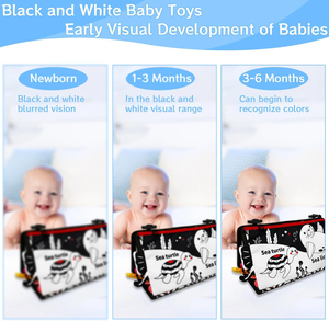 Espejo <span class=keywords><strong>de</strong></span> alto contraste para bebés recién nacidos en blanco y negro, juguete sensorial Montessori para tiempo boca abajo con libro y mordedores - Product Image 5