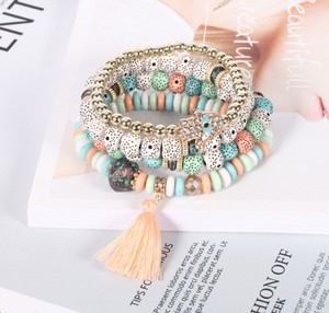 วินเทจพู่ Bodhi ลูกปัดสร้อยข้อมือ Boho ฟาติมาสร้อยข้อมือมือ - Product Image 6