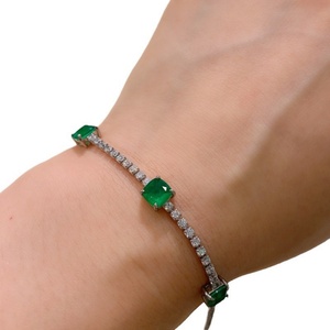 Dainty Jewelry Eco-friendly Copper Emerald Green & Blood Red Zircon Fashion Layered Chain Link <b>Bracelets</b> for Trendy Daily Wear - Product Image 2