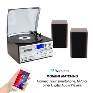 Tocadiscos de vinilo con altavoces externos, reproductor de CD, reproductor y grabador de casetes USB SD, radio - Product Image 2