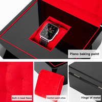 En stock boîte-cadeau de montre haut de gamme boîte de présentation d'emballage de montre en bois laqué piano noir