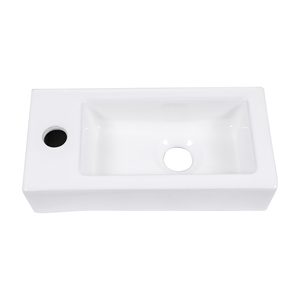 Sarlai 15 pulgadas porcelana cerámica montado en la pared baño recipiente Rectangular lavandería Medio Baño pequeño baño lavabo - Product Image 4