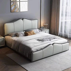 आधुनिक अमेरिकी बेडरूम फर्नीचर लक्जरी चमड़े की लाइट फ्रेम रानी/किंग आकार बिस्तर युवा बच्चों के लिए नरम बिस्तर - Product Image 2