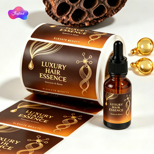 Étiquette personnalisée de luxe en vinyle gaufré à l'or, résistante à l'huile, avec <span class=keywords><strong>logo</strong></span> privé pour bouteilles de vin, cosmétiques et huiles essentielles - Product Image 1