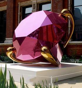 Escultura de Acero Moderna 2023, Arte en Metal de Hierro, Decoración Grande para Exteriores, Plazas, Centros Comerciales, Edificios de Oficinas, Escultura de Acero Pulido con Diseño de Diamante - Product Image 6