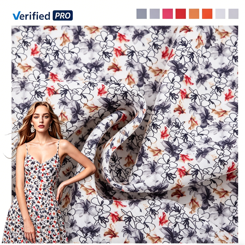 Vintage Tropical Digital Print Cotton Fabric, Lightweight Viscose for Casual Beach Wear, Wholesale Supplier