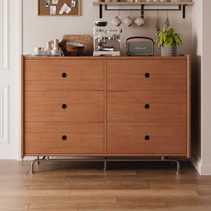 Nordic Solid Wood Chest Of Drawers Stainless Steel Modern Minimalist Storage <b>Cabinet</b> For Living Room Bedroom Home Use - Product Image 1