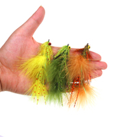 Mouches artificielles Flash Rubber Leg Fly Fishing, type Circus Peanut Streamer articulé, pour la pêche à la truite, au black-bass, au shad, aux vairons, en eau douce et en eau salée.