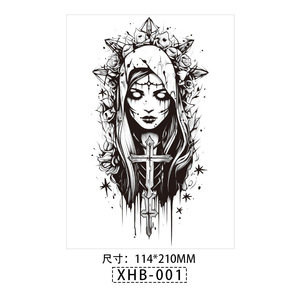 สติกเกอร์รอยสักชั่วคราวลายหัวกะโหลก3D ที่สมจริงสีดำกันน้ำออกแบบมาสำสำหรับผู้ชายผู้หญิงสำหรับศิลปะบนแขนและคอสำหรับผู้ใหญ่ - Product Image 4