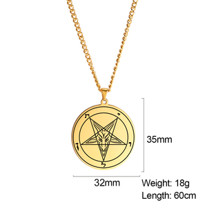 Myshape satánico Baphomet colgante collar Sigil de Lucifer Satan cabeza de cabra demonio collar joyería de acero inoxidable - Product Image 2