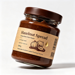 Haoxuan Manufacturer Hazelnut Chocolate <strong>Spread</strong> Jar Labels Gold Foil Spot UV Art Paper <strong>Stickers</strong> for Premium Packaging - Product Image 6