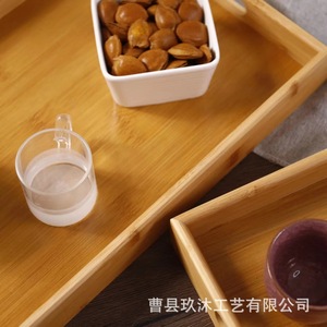 Plateau de service en bambou rectangulaire, plateau en bois multi-usages pour le thé, le pain, les fruits, design simple et plat - Product Image 2