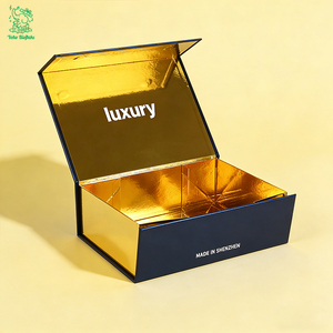 Boîte cadeau pliable magnétique personnalisée à faible MOQ avec estampage à chaud, en carton rigide, emballage pliable avec poignée en ruban pour cosmétiques et <span class=keywords><strong>bijoux</strong></span> - Product Image 2