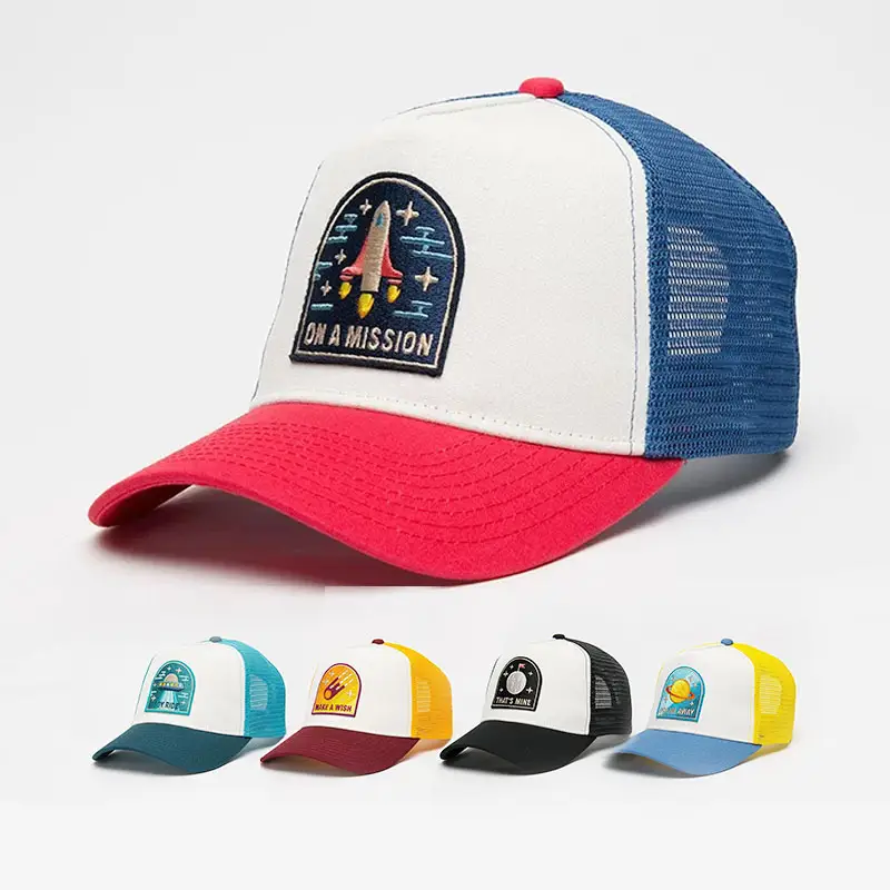 Wholesale Brand Quality Printed Embroidery Patches Mesh Fabric Blank Concept Hat Trucker Cap hats caps snapback for Men