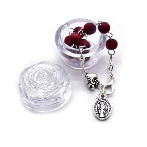 Vintage Silver Dark <b>Red</b> Wooden Bead <b>Bracelet</b> Rose Box Gift Fashion Beaded <b>Bracelet</b> - Product Image 1