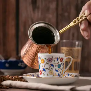 कॉफी निर्माता हस्तनिर्मित तांबा तुर्की कॉफी पॉट Anatolian मशीन अंकित Kervan तांबा कॉफी मग
