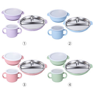 실리콘 흡입 식기와 아이 이중 벽 스테인레스 스틸 절연 그릇 식기 열 방지 인쇄 패턴 아기 그릇 - Product Image 3