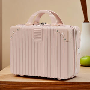 Trousse à cosmétiques carrée rétro, sac de voyage léger, poche zippée, couleur unie, design à rivets, pour les voyages de loisirs, hiver 2023 - Product Image 5