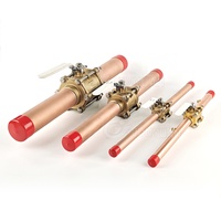 Válvula de bola médica OEM personalizable de 600 PSI, de 3 piezas, con extremos de tubo de latón, envasada, manual, para oxígeno, N2O, CO2, limpia, para uso médico