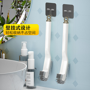 Long Handled <b>Shoe</b> <b>Brush</b> With Soft Nylon Bristles For Deep Cleaning Household Use White Plastic Double Sided - Product Image 2