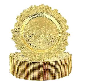 Hot Sale Gold Plastic Modern Charger Plates For Dinner Plates For Weddings Holiday Or Party Table Decor