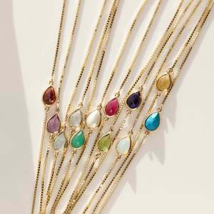Lateefah Trendy Valentines Day Gift <span class=keywords><strong>2024</strong></span> Teardrop Acero inoxidable Custom Birthstone Bracelet - Product Image 2