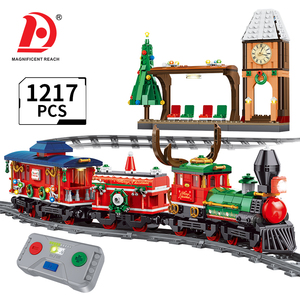 Kit de Construcción de Tren Eléctrico Navideño DIY, Tren de Riel RC de 2.4GHz con Escena de Estación Completa, Juguete Educativo de Construcción - Product Image 2