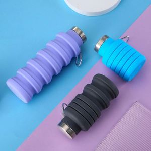 Portable 500ml Silicone <b>Folding</b> Water Cup with Telescopic Design Large Capacity Outdoor Sports Water Bottle for Festivals Travel - Product Image 3