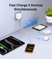 Chargeur rapide HNT GaN 3A2C, chargeur 5 ports, PD3.0 20W Power Delivery Mini chargeur compact, chargeur mural USB, 2 ports Type C à charge rapide