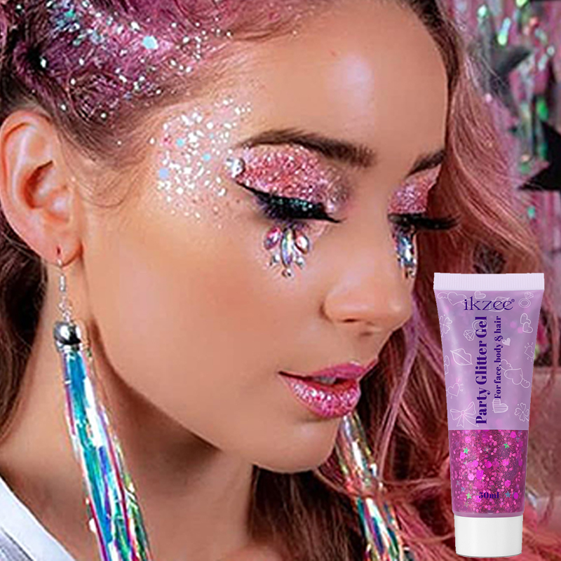 Ikzee Kleurrijke Zeemeermin Pailletten Gezicht Glitter Gel Halloween Festival Feest Rave Accessoires Haar Sprankelend Lichaam Glitter Voor Vrouwen