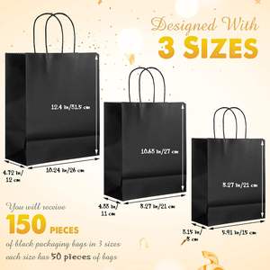 Bolsas de Compra Personalizadas con Asas Reciclables, Bolsas de Papel Kraft Negras para Comida para Llevar con Logotipos - Product Image 2