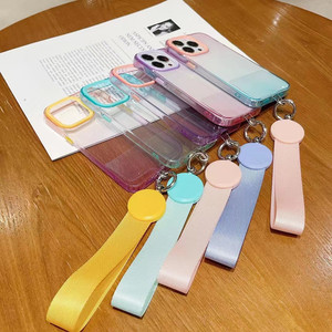 Fashion Universal Anti-lost Mobile Phone Wristlet Strap Detachable Cellphone Clear Case Patch Short Lanyard