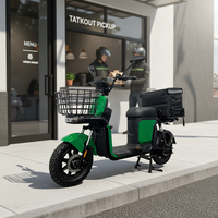 Nouveau scooter électrique 48V 500W avec batterie au plomb-acide, frein à disque et grand panier pour la livraison de nourriture