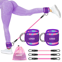 Venta al por mayor de alta calidad Yoga resistencia tubo entrenamiento goma elástica TPES Material botín tobillo resistencia bandas con puños