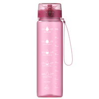 Bouteille d'eau de fitness motivante minimaliste en plastique étanche avec marqueur de temps pour le débit de type de pressage de voyage