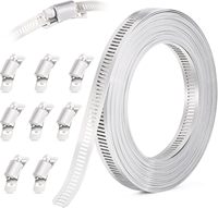 10FT Hose Clamps,304 Stainless Steel Hose Clamp Assortment Kit ,8 Fasteners,Adjustable Worm Gear Large Hose Clamps