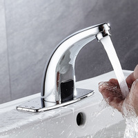 Robinet de lavabo automatique sans contact à induction moderne à poignée unique, robinet de lavabo à capteur infrarouge pour salle de bain