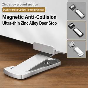 Tope de Puerta Magnético Oculto Ultrafino de Aleación de Zinc Sin Perforación, Retenedor Delgado para Puertas de Cristal de Marco Estrecho, Baño, Oficina, Hotel - Product Image 2