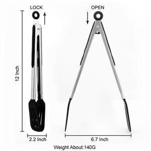 Pince alimentaire en nylon de 12 pouces, pinces de cuisine en acier inoxydable, pince à steak, pince de cuisson - Product Image 2