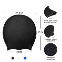 Bonnet de bain en silicone extensible et imperméable, conçu pour le volume, 29,5 cm, couverture complète pour cheveux longs, tresses, dreadlocks, femmes et hommes