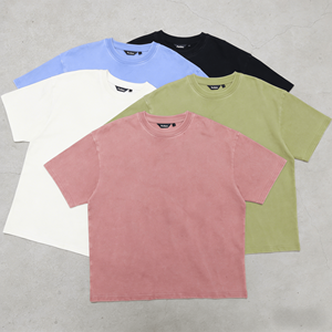 เสื้อยืดโอเวอร์ไซส์ทรงหลวมสไตล์วินเทจฟอกสีแบบแอซิดสำหรับผู้ชาย ผ้าฝ้าย 100% คอเสื้อฟอกสี ไหล่ตก ทรงใหญ่ หนักแน่น สตรีทแวร์ - Product Image 2