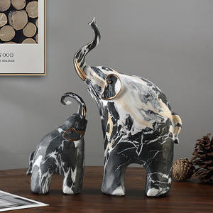 Creative Marble Pattern Auspicious Elephant Folk Art Epoxy <b>Resin</b> Sculpted Figurine Home Decoration Living Room Artistic Crafts - Product Image 2