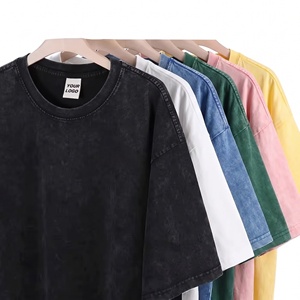 เสื้อยืดโอเวอร์ไซส์ทรงวินเทจผ้าเจอร์ซีย์ถักนิตติ้งคอตตอน 100% คุณภาพสูง ซักย้อมสีแบบแอซิดวอช สำหรับผู้ชายและผู้หญิง แขนสั้น รับผลิตตามสั่ง (OEM) ขายส่ง - Product Image 1