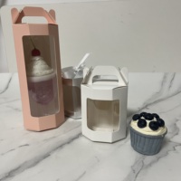 Boîte d'emballage personnalisée pour desserts avec poignée, boîte à emporter pour desserts personnalisée avec fenêtre