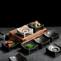 Japanischer Minimalistischer Quadratischer Teller, Retro Erhöhter Teller, Kreative Snack-Platte, Geformter Sushi-Teller, Kommerzieller Keramikteller