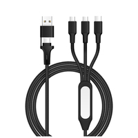 Câble de charge micro USB tressé 5 en 1 avec lampe LED pour iPhone et téléphones Type C, vente chaude