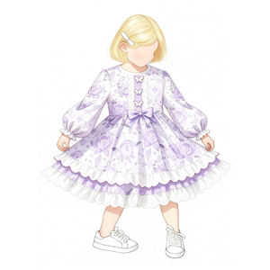 Gaun pita bunga untuk anak perempuan, gaun lengan panjang renda <span class=keywords><strong>O</strong></span>-Neck lengan panjang gaya kasual rajut kain musim gugur musim semi untuk usia <span class=keywords><strong>2</strong></span>-12 tahun - Product Image 4