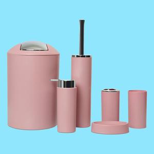 Il Set di accessori da bagno di lusso rosa da 6 pezzi include il portaspazzolino da denti porta lozione Dispenser da bagno in ottone acciaio quadrato di lusso - Product Image 1