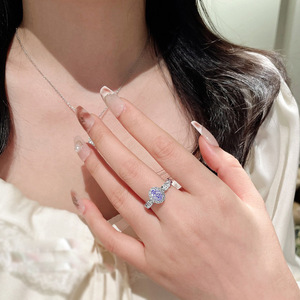 Sette. Un anello S925 <span class=keywords><strong>gioielli</strong></span> moda taglio ovale viola zirconi rodiato anelli per matrimonio - Product Image 5